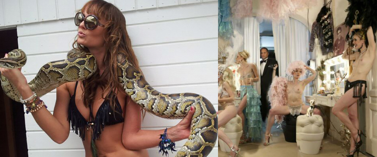 Burlesque performer with snake